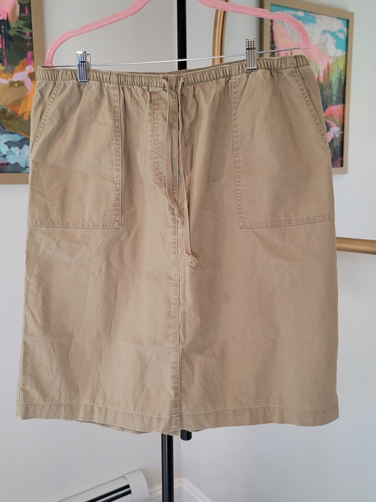 L.L. Bean Dresses & Skirts - LL BEAN Drawstring Waist Skirt Tan 100% Cotton Women's Size LP